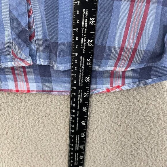 Vineyard Vines Shirt Women 4 Blue Plaid Relaxed Button Front Flannel - Picture 7 of 10
